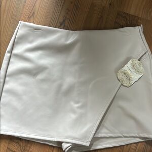 Cream Faux Leather Skort by Alter'd State